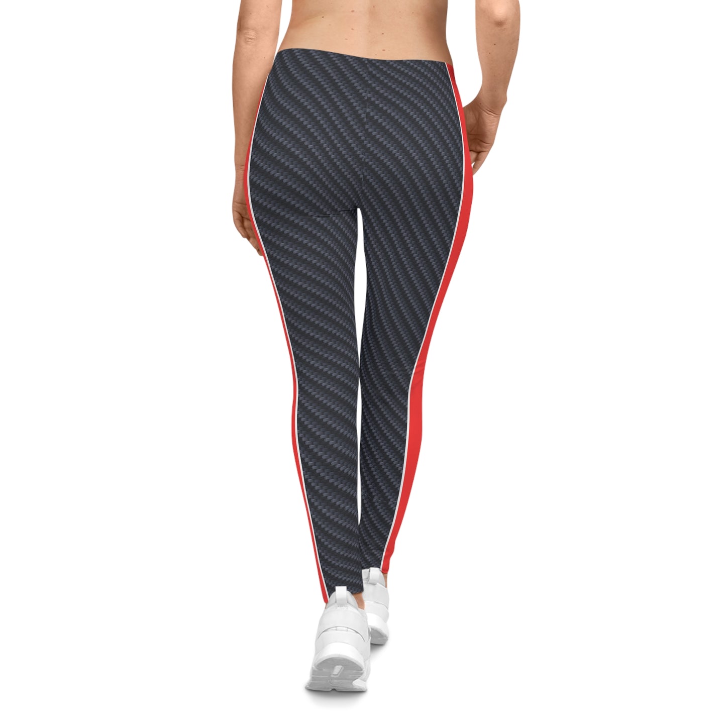 Carbon Fiber Print with Strips Women's Casual Leggings - Yoga Pants, Fitness training, Active Wear.