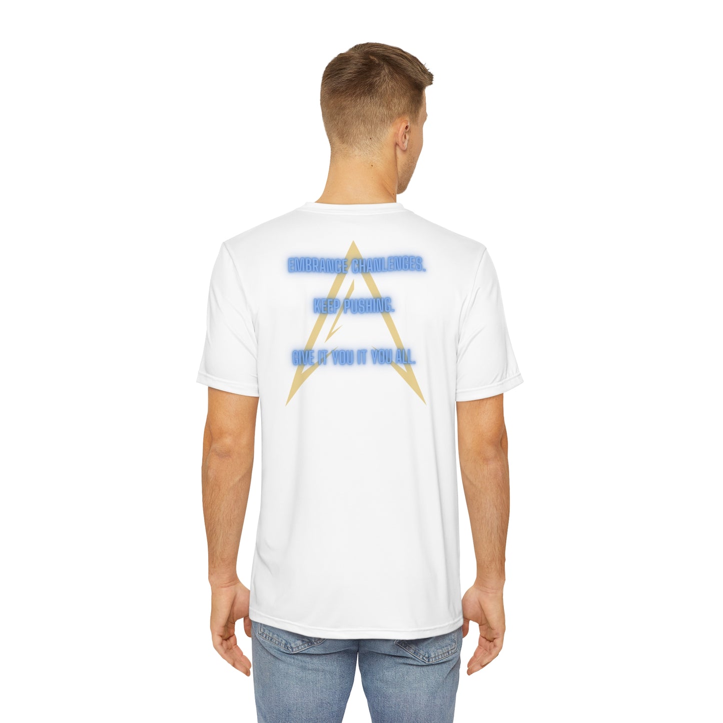 Men's Motivational Polyester Tee - Embrace Challenges - Keep Pushing - Vanguard Athletics - Be ready