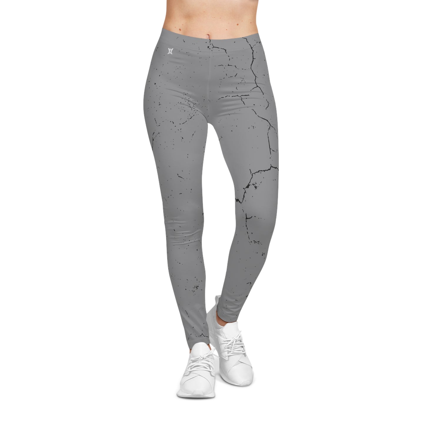 Stylish Cracked Pattern, Gray Leggings - Yoga Pants, Fitness training, Active Wear.