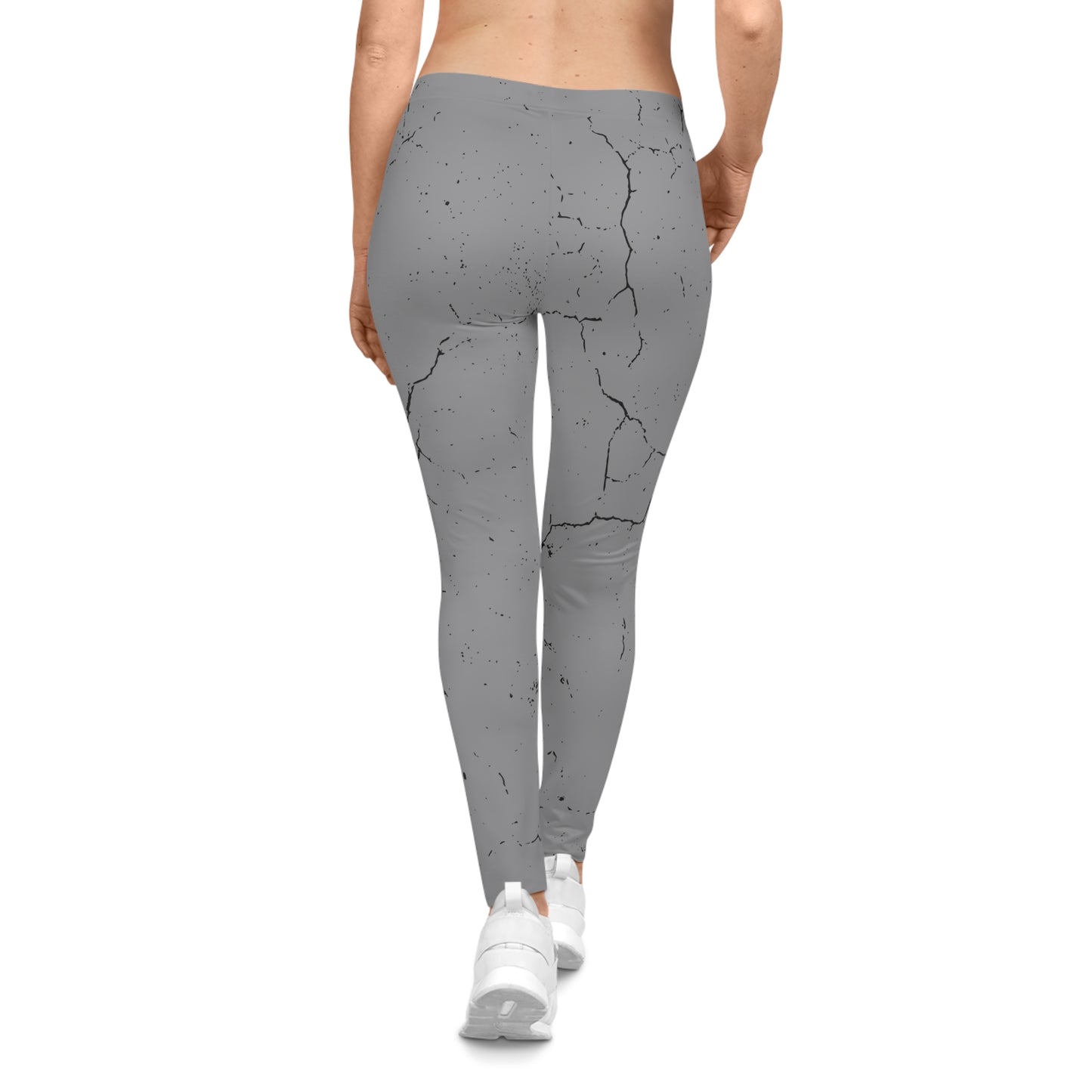 Stylish Cracked Pattern, Gray Leggings - Yoga Pants, Fitness training, Active Wear.