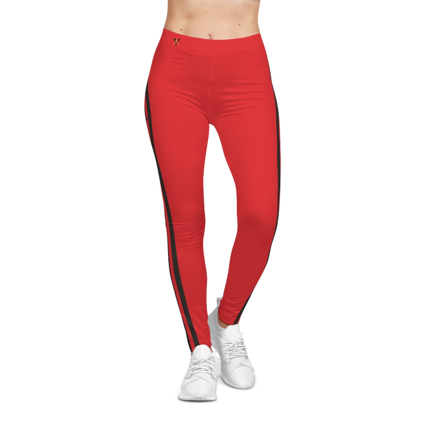 Spear Stripes, Red Women's Casual Leggings - Yoga Pants, Fitness Training, Active Wear.