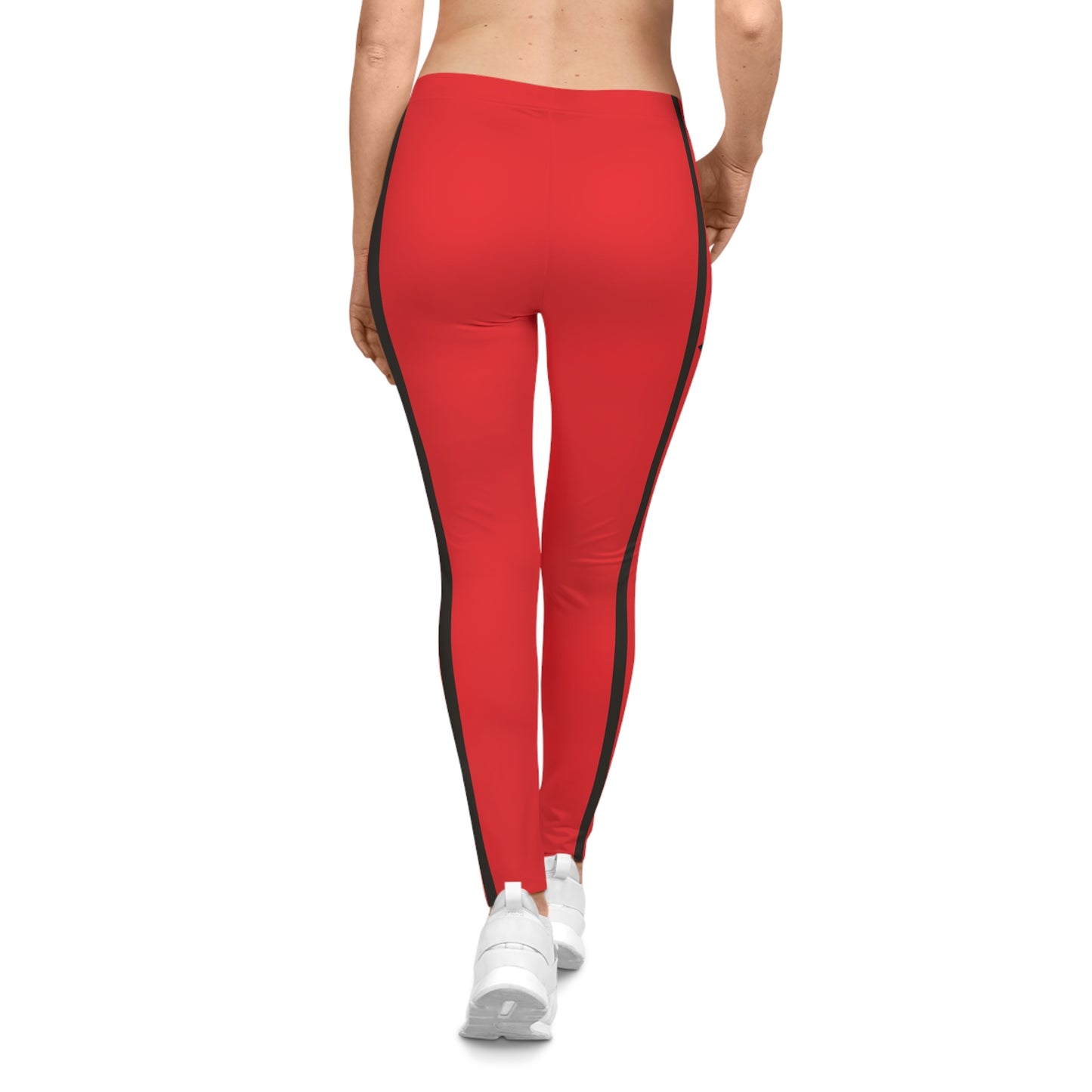 Spear Stripes, Red Women's Casual Leggings - Yoga Pants, Fitness Training, Active Wear.