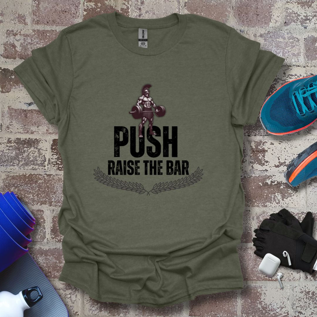 Motivational Fitness T-Shirt - 'Push Raise the Bar' - Unisex Softstyle
