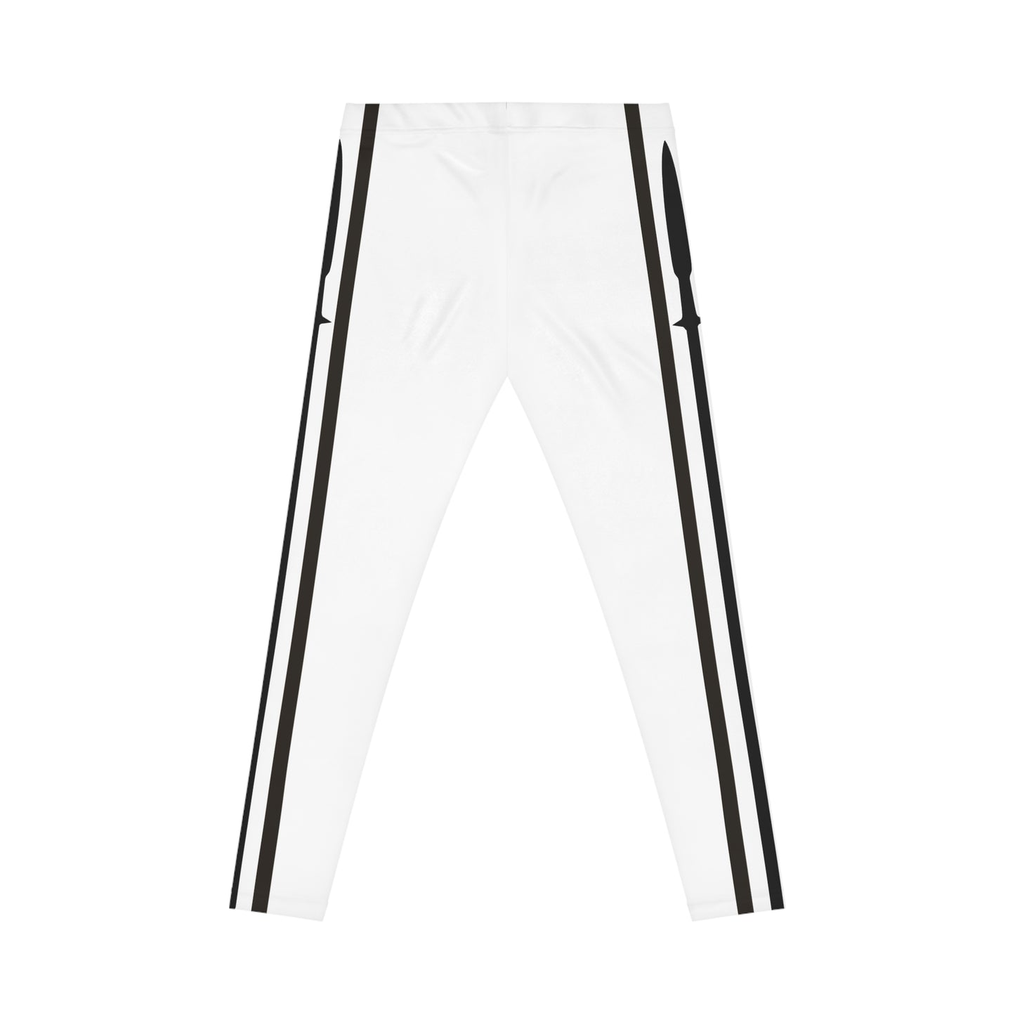 Spear Striped White Women's Leggings - Yoga Pants, Fitness Training, Active Wear.