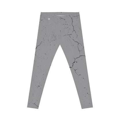 Stylish Cracked Pattern, Gray Leggings - Yoga Pants, Fitness training, Active Wear.