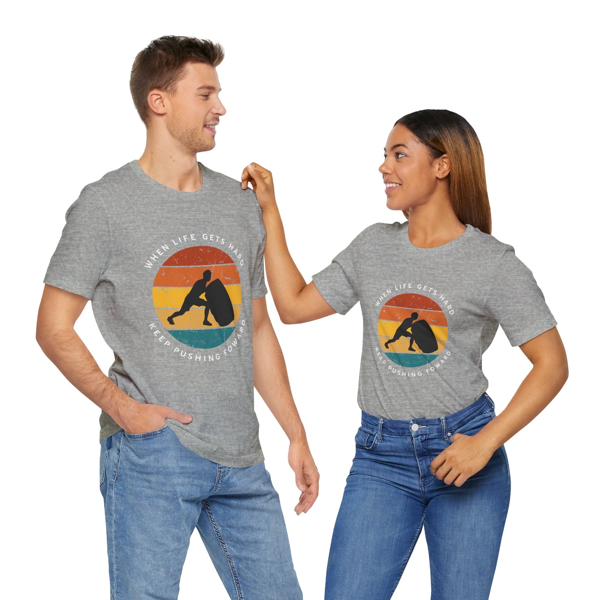 'When life gets hard, keep pushing forward', gym motivation Sunset Retro colors - Vanguard Athletics - Be ready