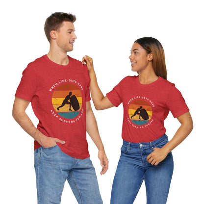 'When life gets hard, keep pushing forward', gym motivation Sunset Retro colors - Vanguard Athletics - Be ready