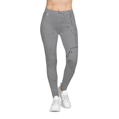 Stylish Cracked Pattern, Gray Leggings - Yoga Pants, Fitness training, Active Wear.