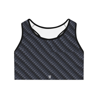 Stylish Sports Bra - Carbon Fiber Print, Workout Gear, Fitness Apparel, Activewear for Women