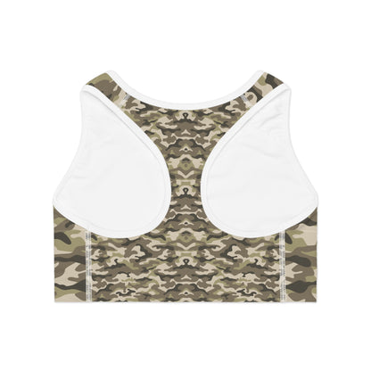 Camouflage Sports Bra- Activewear, Fitness Gear, Workout Apparel.