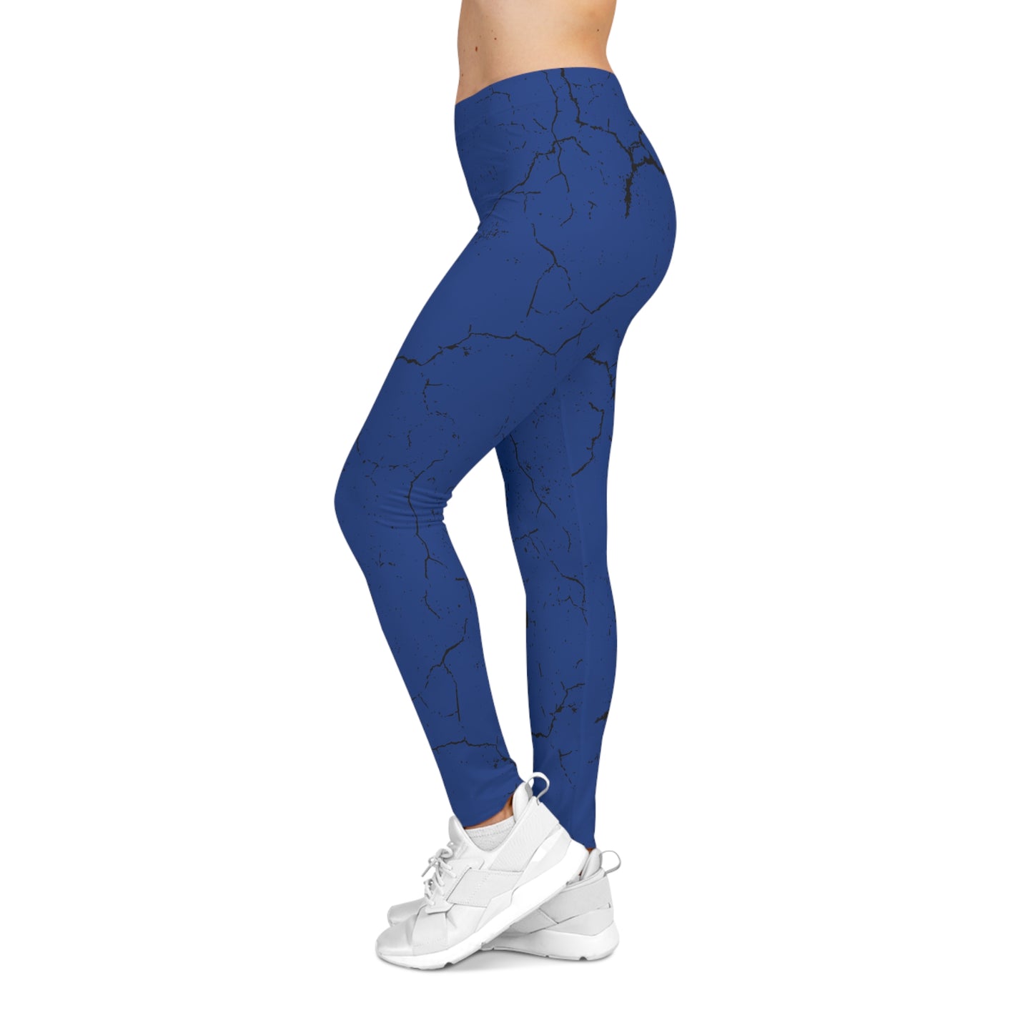 Stylish Crackle Design, Blue Leggings for Women - Yoga Pants, Fitness training, Active Wear.
