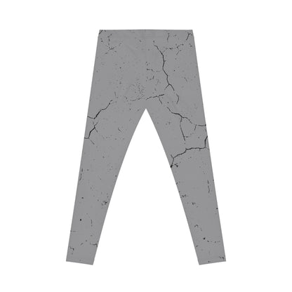 Stylish Cracked Pattern, Gray Leggings - Yoga Pants, Fitness training, Active Wear.