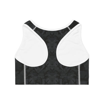 Dark Camo Sports Bra - Stylish Activewear for Fitness, Gym, Yoga, Running, Athleisure