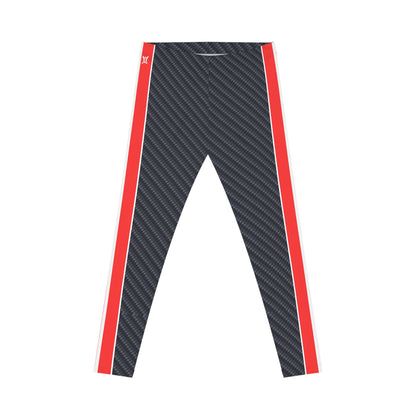 Carbon Fiber Print with Strips Women's Casual Leggings - Yoga Pants, Fitness training, Active Wear.