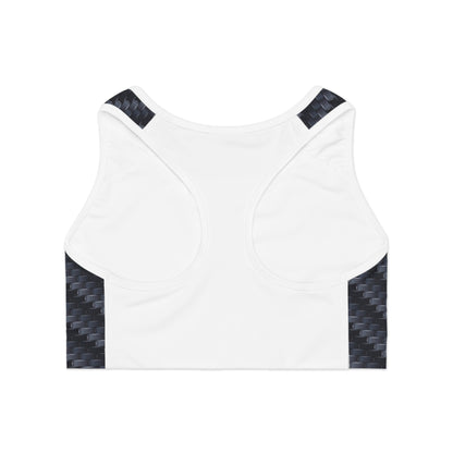 Stylish Sports Bra - Carbon Fiber Print, Workout Gear, Fitness Apparel, Activewear for Women