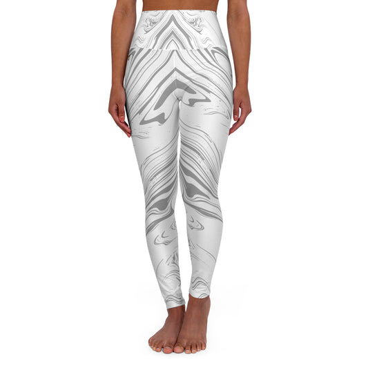 White and Gray Splash print Chic High Waisted Yoga Leggings, for Active wear, Workouts. - Vanguard Athletics - Be ready