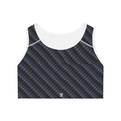 Stylish Sports Bra - Carbon Fiber Print, Workout Gear, Fitness Apparel, Activewear for Women