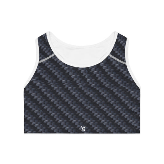 Stylish Sports Bra - Carbon Fiber Print, Workout Gear, Fitness Apparel, Activewear for Women - Vanguard Athletics - Be ready