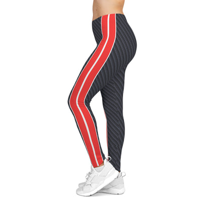 Carbon Fiber Print with Strips Women's Casual Leggings - Yoga Pants, Fitness training, Active Wear.