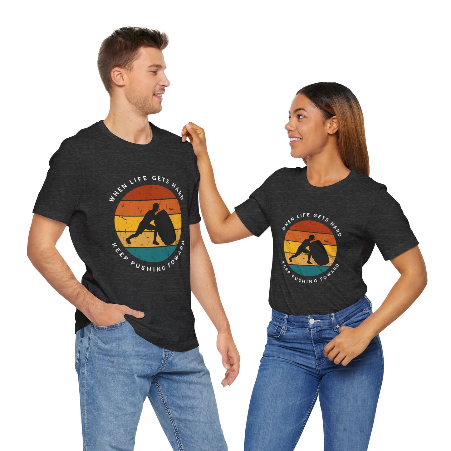 'When life gets hard, keep pushing forward', gym motivation Sunset Retro colors - Vanguard Athletics - Be ready