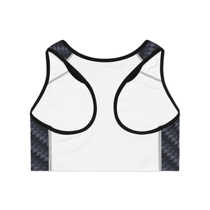 Stylish Sports Bra - Carbon Fiber Print, Workout Gear, Fitness Apparel, Activewear for Women