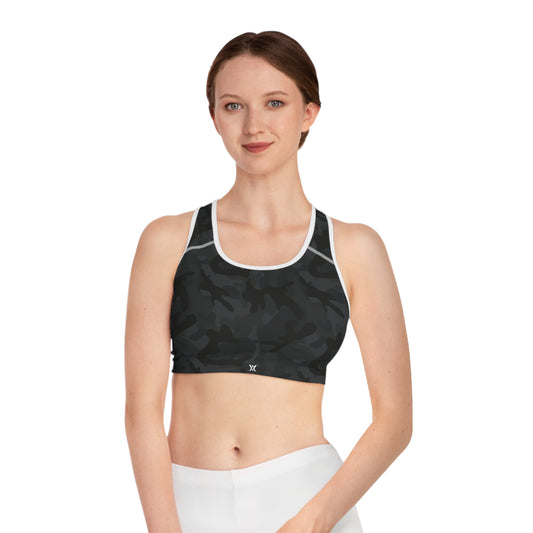Dark Camo Sports Bra - Stylish Activewear for Fitness, Gym, Yoga, Running, Athleisure - Vanguard Athletics - Be ready