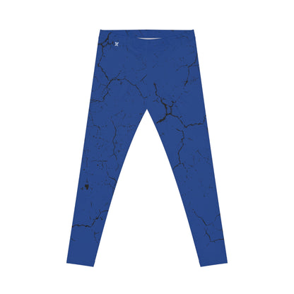 Stylish Crackle Design, Blue Leggings for Women - Yoga Pants, Fitness training, Active Wear.