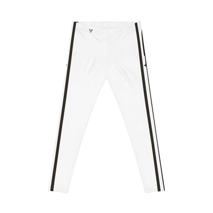 Spear Striped White Women's Leggings - Yoga Pants, Fitness Training, Active Wear.