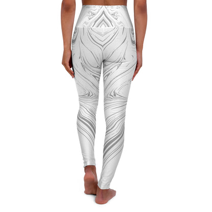 White and Gray Splash print Chic High Waisted Yoga Leggings, for Active wear, Workouts.