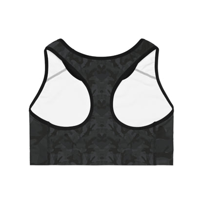 Dark Camo Sports Bra - Stylish Activewear for Fitness, Gym, Yoga, Running, Athleisure