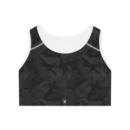 Dark Camo Sports Bra - Stylish Activewear for Fitness, Gym, Yoga, Running, Athleisure