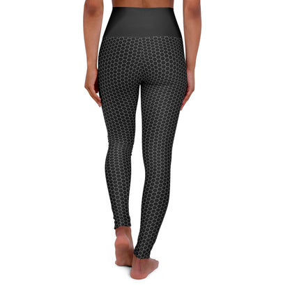 Black Leggings in Honey Comb print Chic High Waist Yoga Leggings -  For Fitness, Gym, Yoga  and Active Wear.