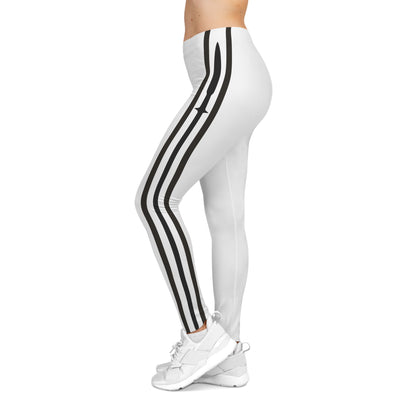Spear Striped White Women's Leggings - Yoga Pants, Fitness Training, Active Wear.