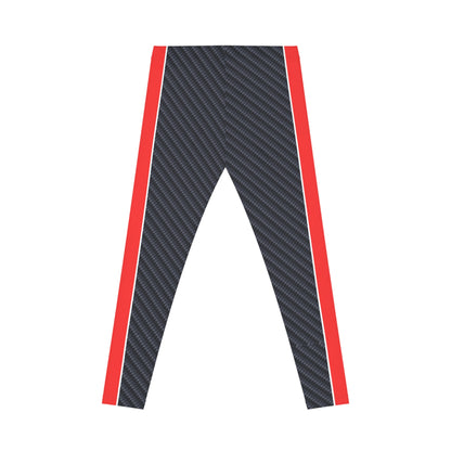 Carbon Fiber Print with Strips Women's Casual Leggings - Yoga Pants, Fitness training, Active Wear.