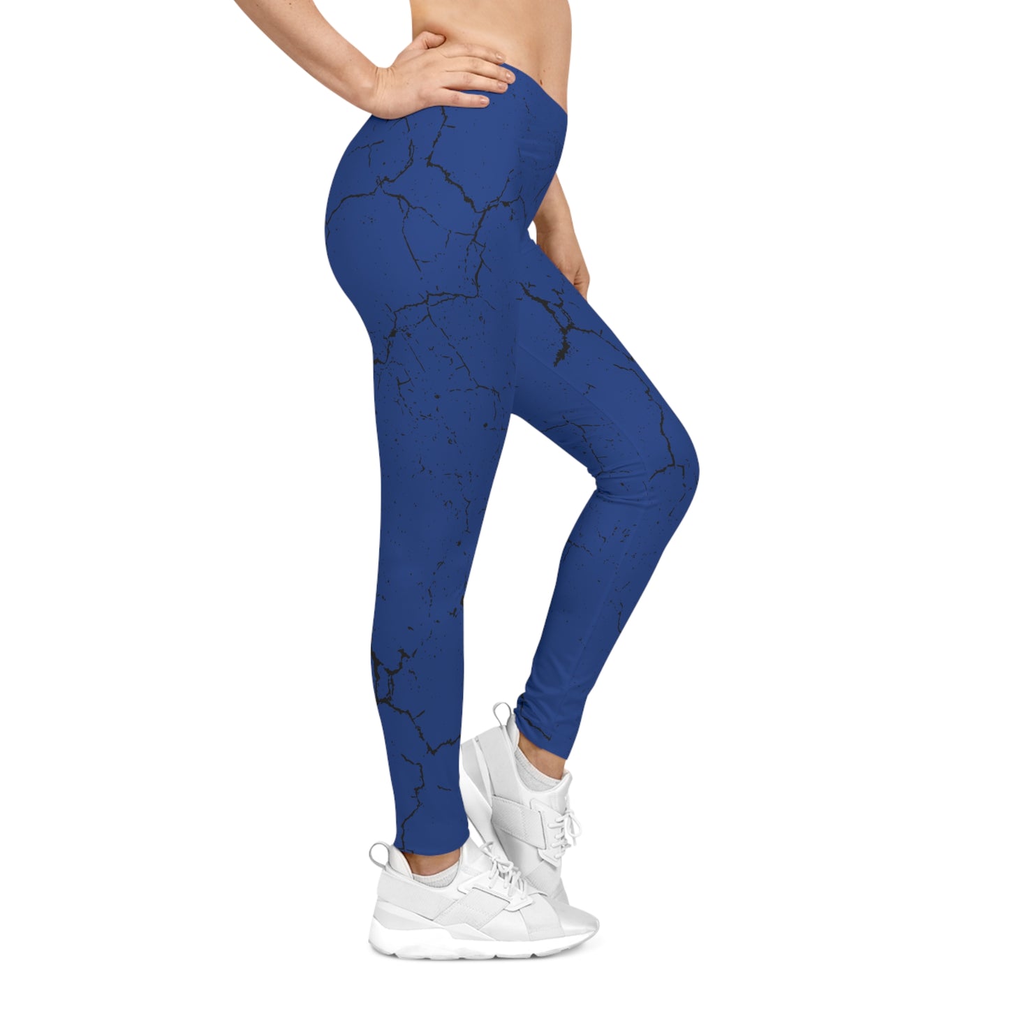 Stylish Crackle Design, Blue Leggings for Women - Yoga Pants, Fitness training, Active Wear.