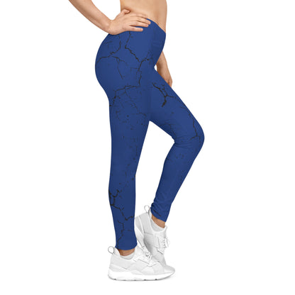 Stylish Crackle Design, Blue Leggings for Women - Yoga Pants, Fitness training, Active Wear.
