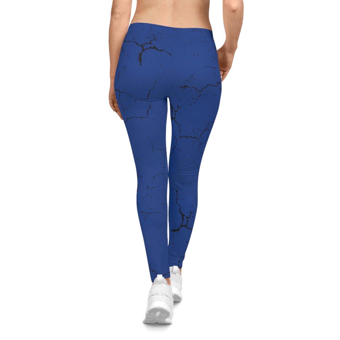 Stylish Crackle Design, Blue Leggings for Women - Yoga Pants, Fitness training, Active Wear.