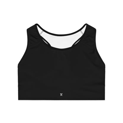 Black Sports Bra for Active Wear, Fitness Training, Yoga.