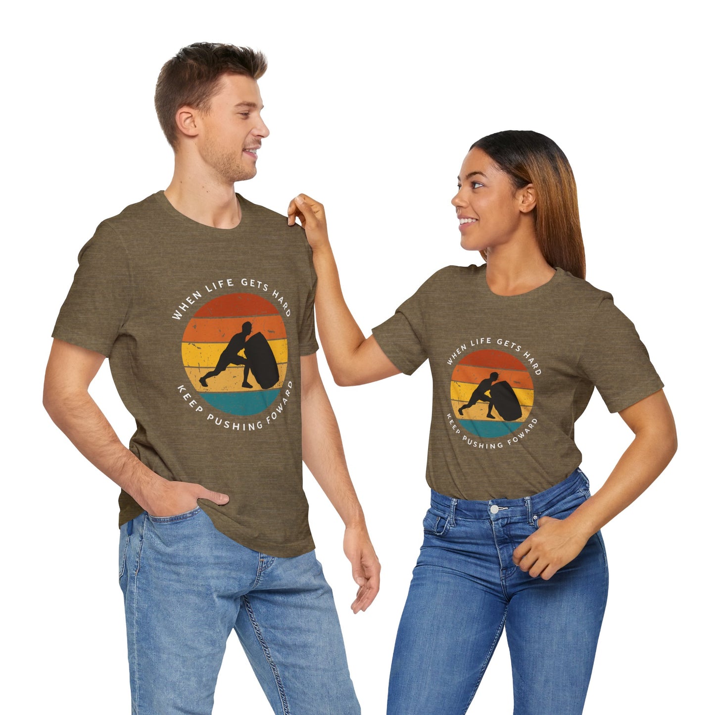 'When life gets hard, keep pushing forward', gym motivation Sunset Retro colors - Vanguard Athletics - Be ready