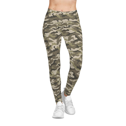 Green Camouflage Women's Casual Leggings, Trendy Workout Pants, Yoga Leggings, Active Wear.